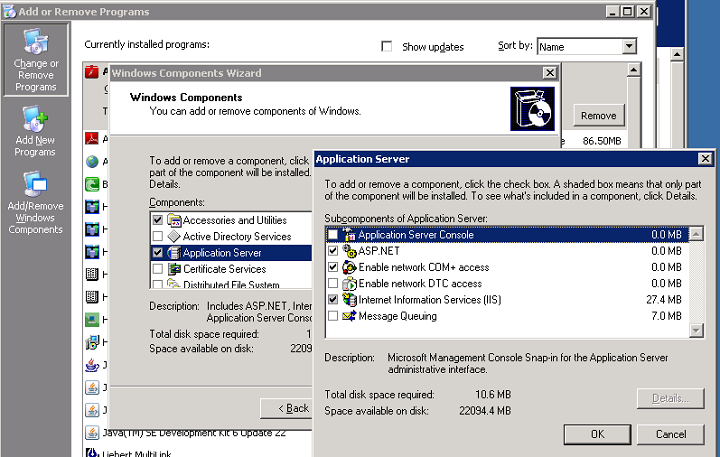 add Windows application server roles
